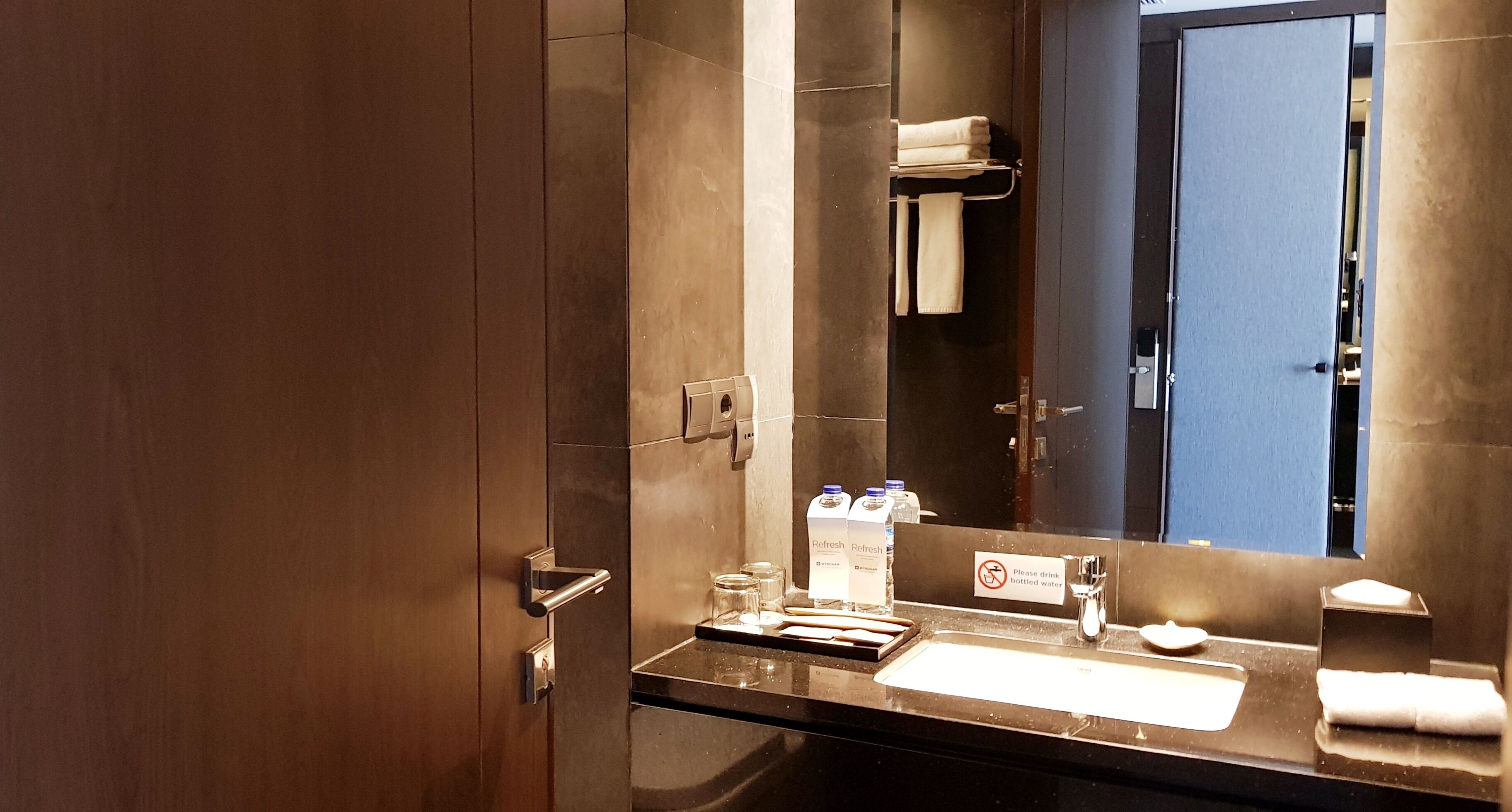 free toiletries, hair dryer, slippers, towels