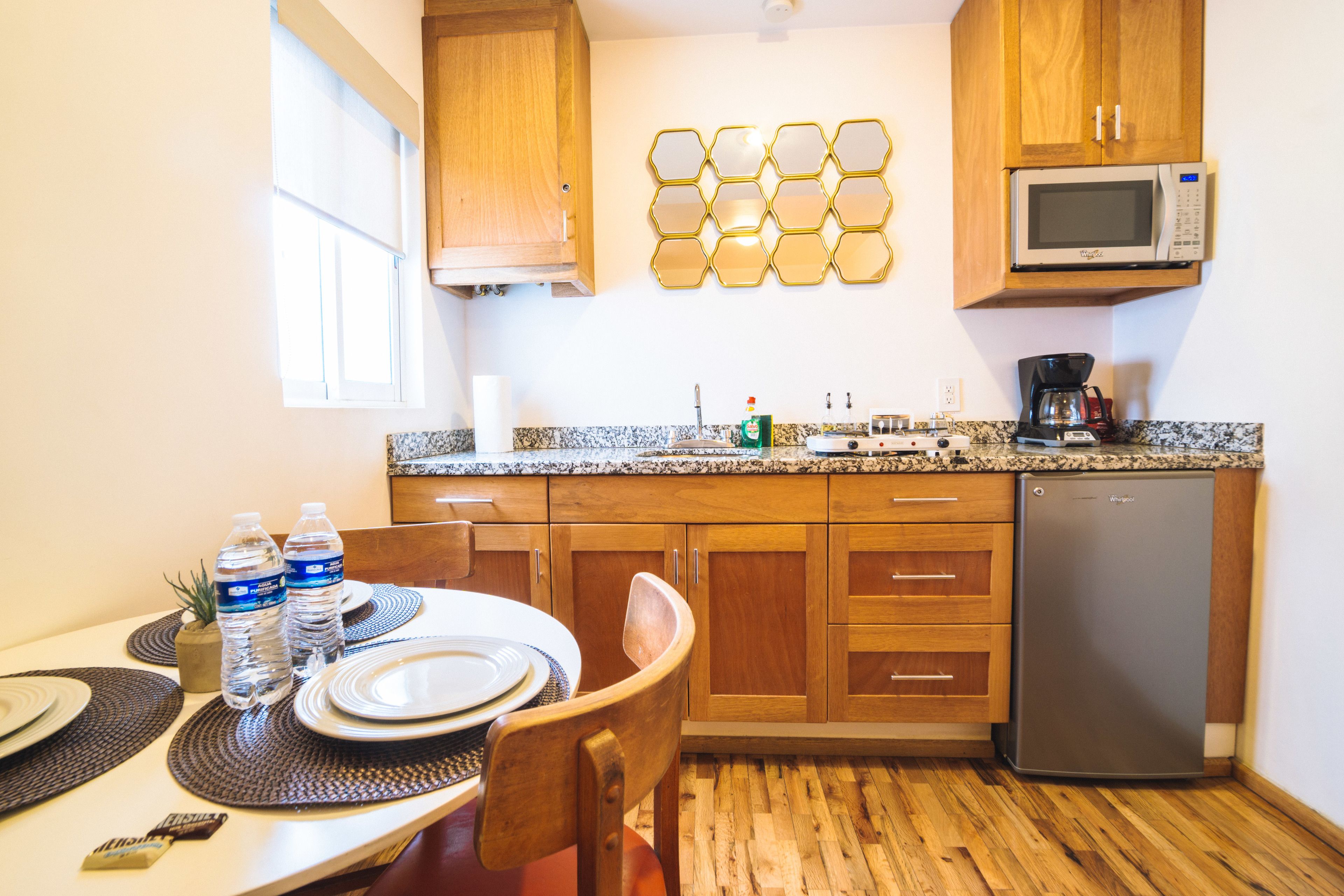 superior apartment, 1 queen bed with sofa bed, private bathroom | private kitchenette | fridge, microwave