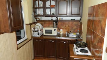 Réfrigérateur, micro-ondes, plaque de cuisson, bouilloire électrique