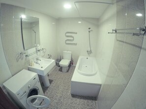 Two Bedroom Apartment | Bathroom | Shower, free toiletries, hair dryer, slippers - Mount Bogd Apartment (Ulaanbaatar)