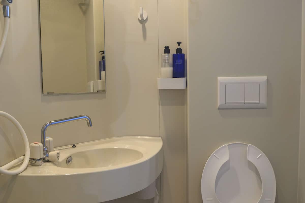 Shower, free toiletries, towels
