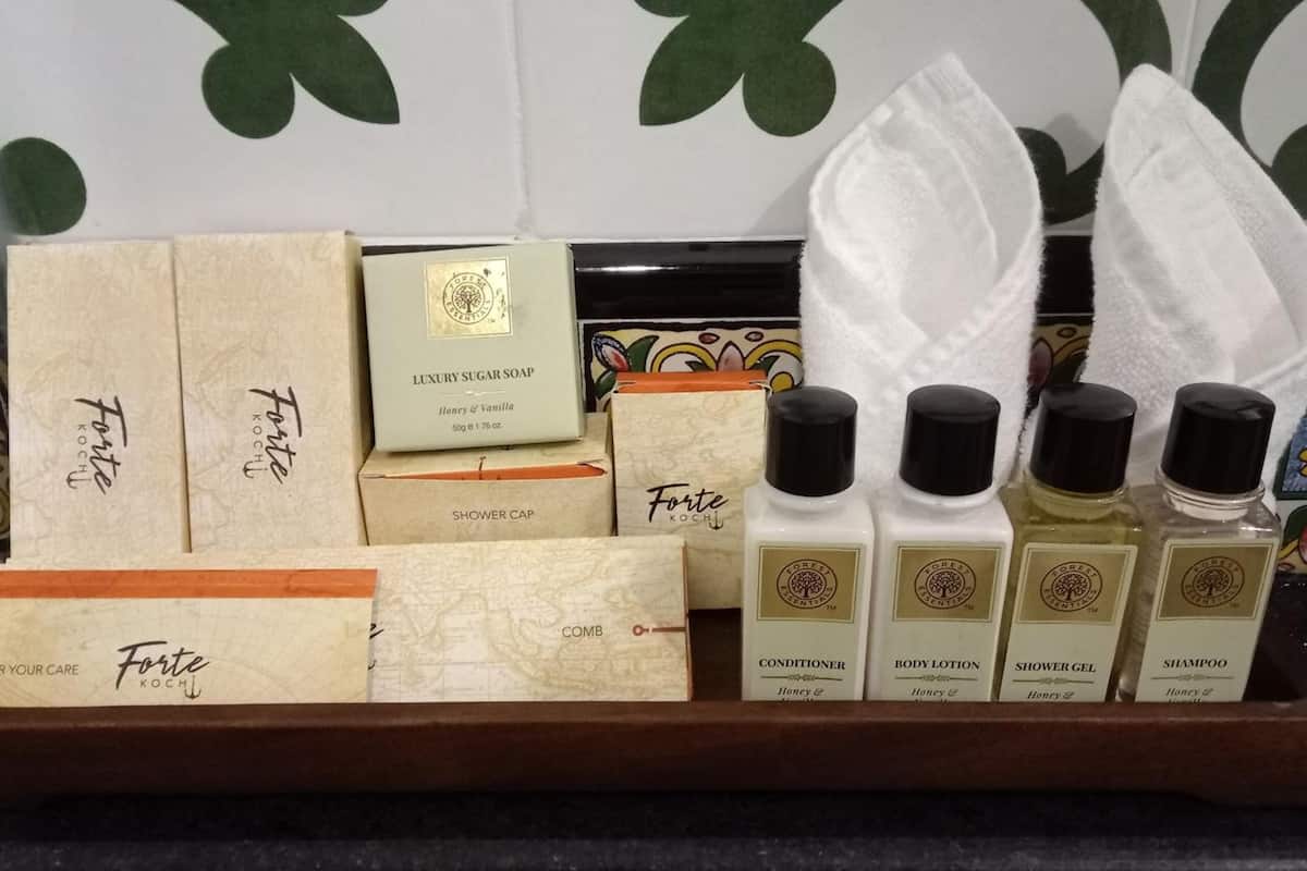 shower, free toiletries, hair dryer, bathrobes