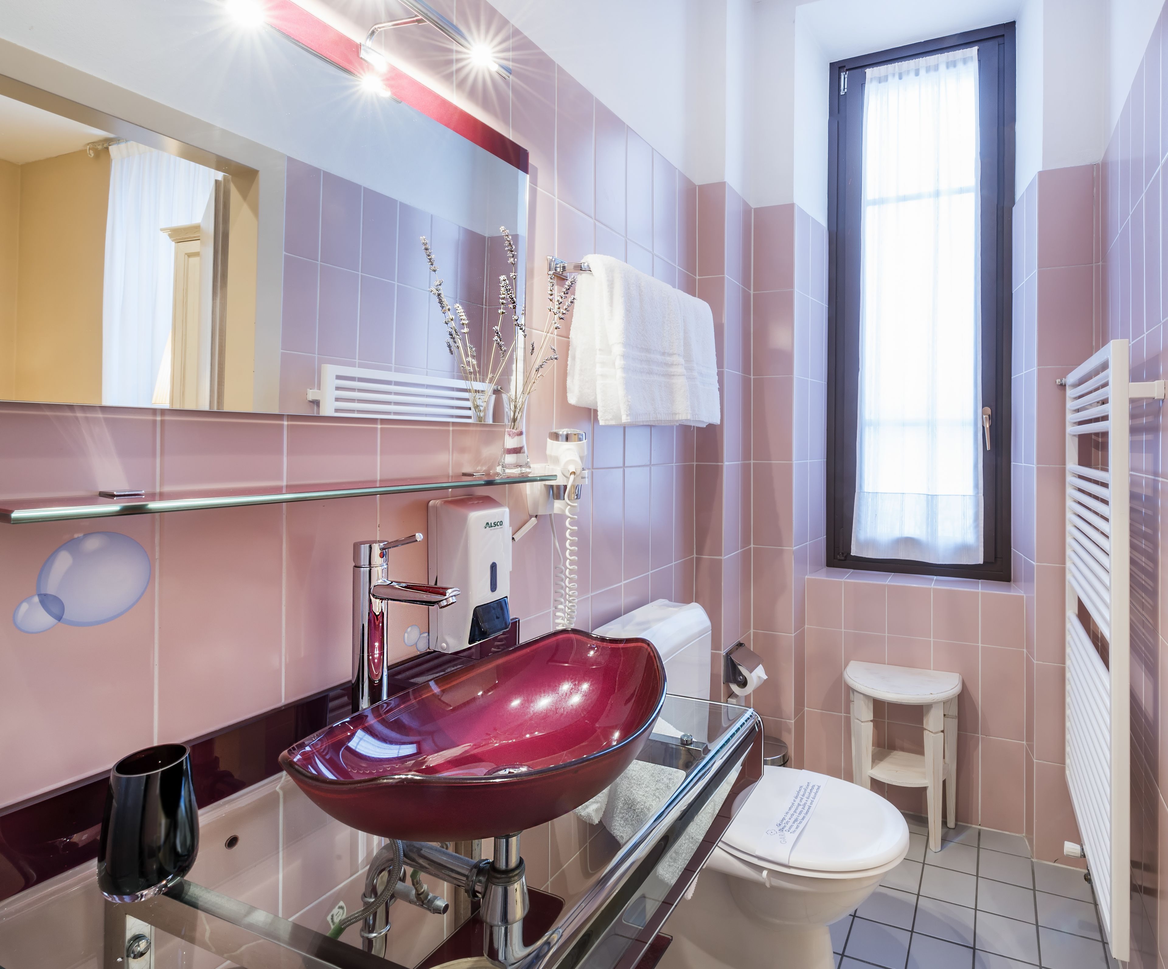 comfort twin room | bathroom | shower, hair dryer, towels