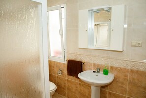 Dusche, Regendusche, Haartrockner, Handtücher