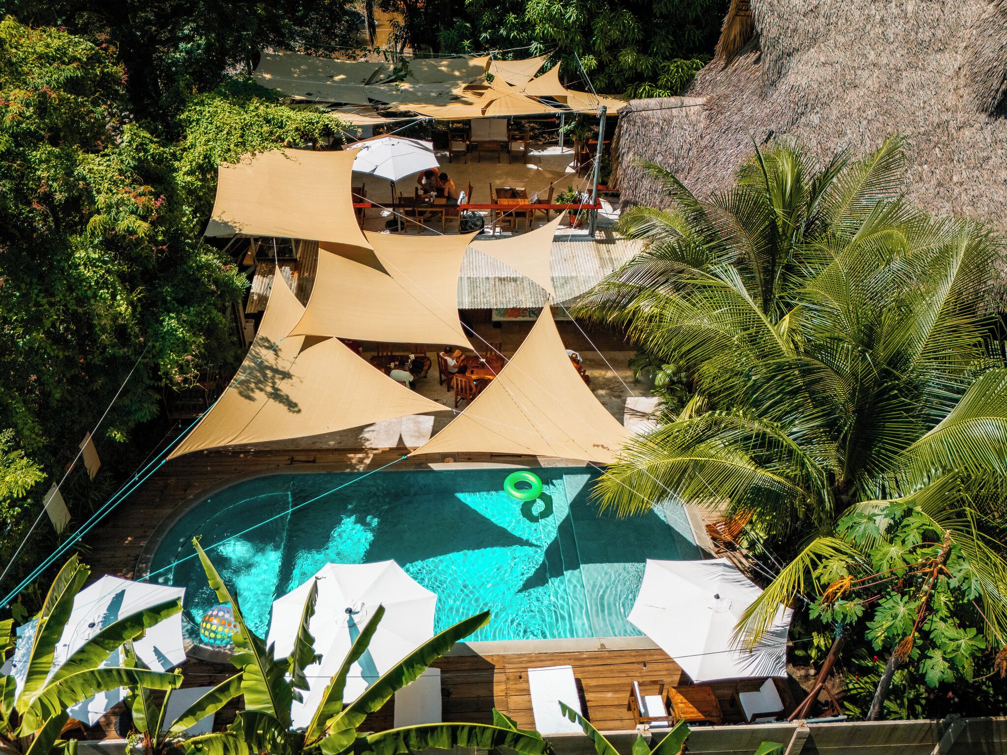Outdoor pool, pool umbrellas