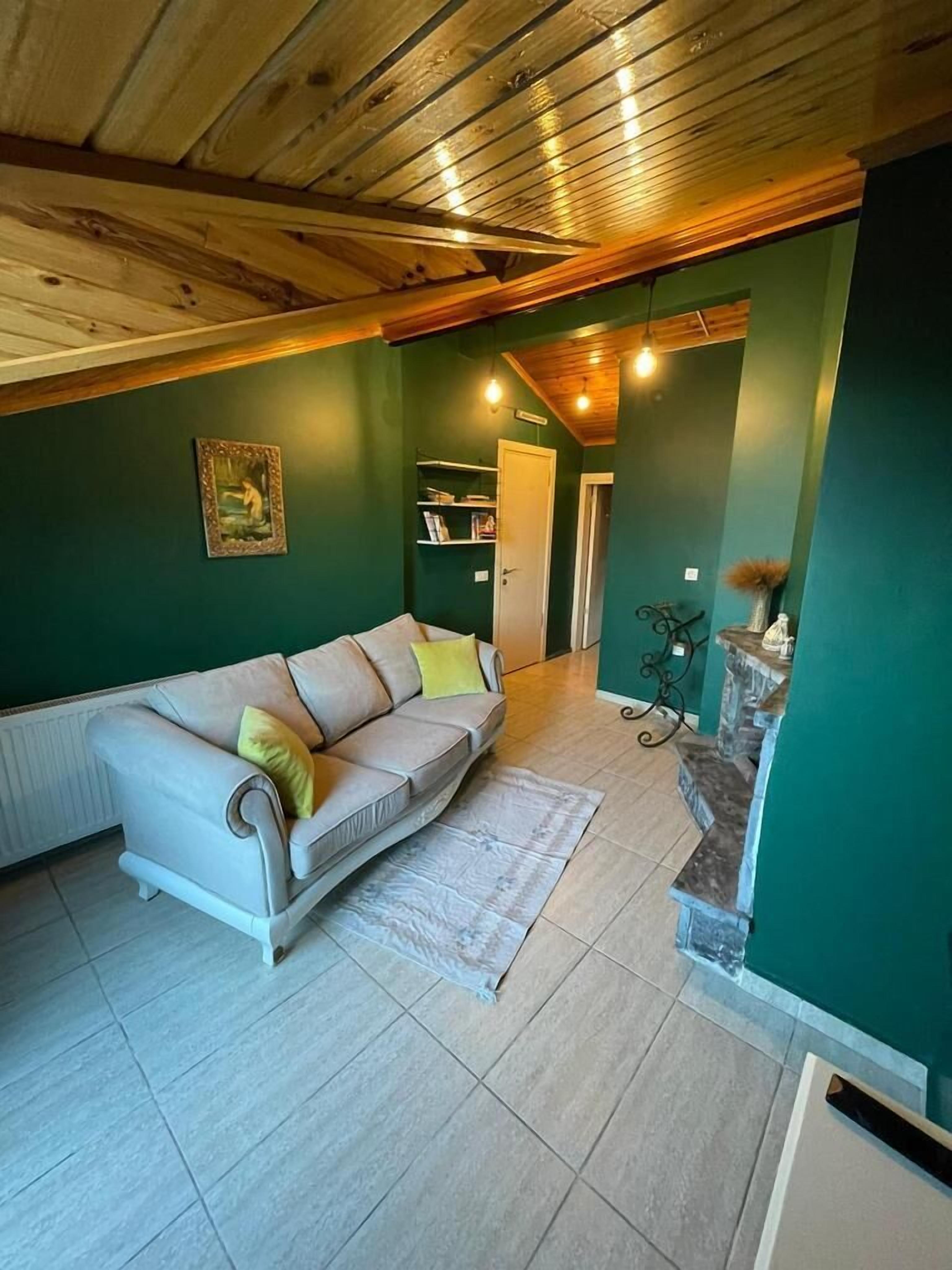 double room, fireplace (yesil teras) | living area | 40-inch lcd tv with satellite channels, tv, fireplace