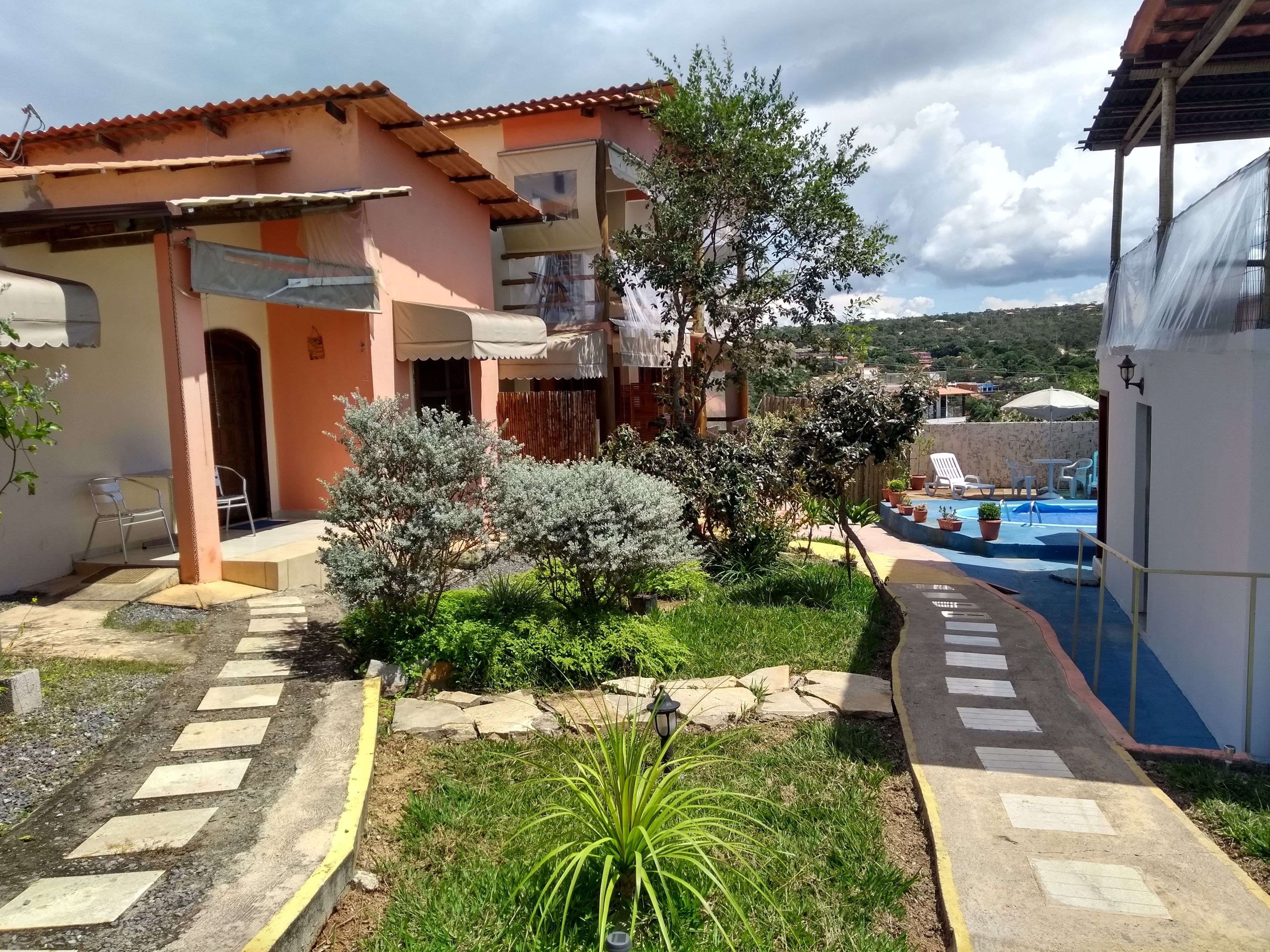 Chalet familiar, 2 habitaciones, para no fumadores, junto a la alberca | Terraza o patio