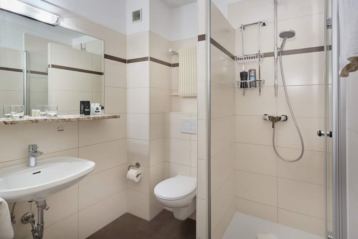 free toiletries, hair dryer, towels