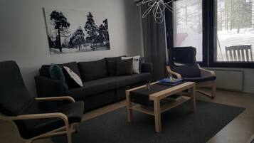 Appartement, 1 chambre, sauna | Salle de séjour | Télévision à écran plat