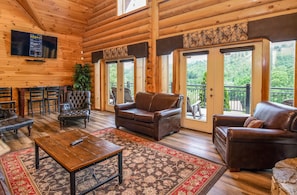 Luxury House, Multiple Bedrooms, Mountain View, Mountainside | Living area | 50-inch flat-screen TV with cable channels, streaming services - Moose Hollow Lodge (Sevierville)