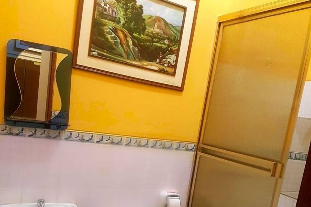 Shower, free toiletries, towels