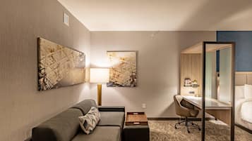 42-inch flat-screen TV with cable channels, TV, iPod dock