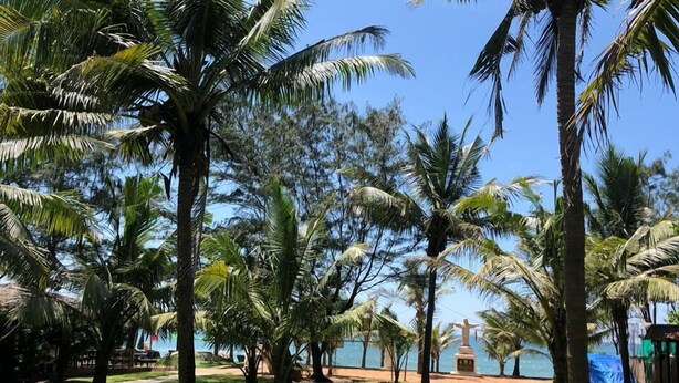 A well-maintained garden with palm trees and a clear view of the ocean. - Chalston Beach Resort (Calangute)