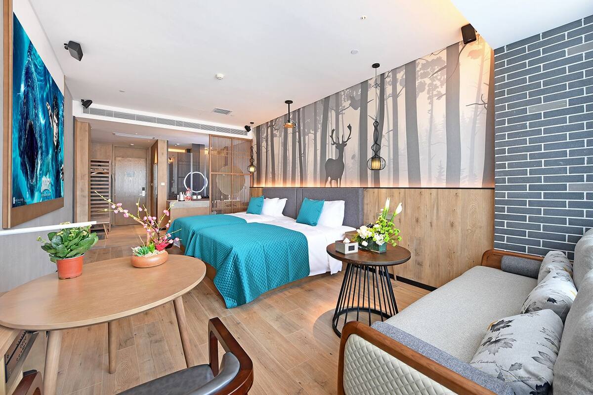 Kamar Twin Romantis | Meja kerja dan Wi-Fi gratis