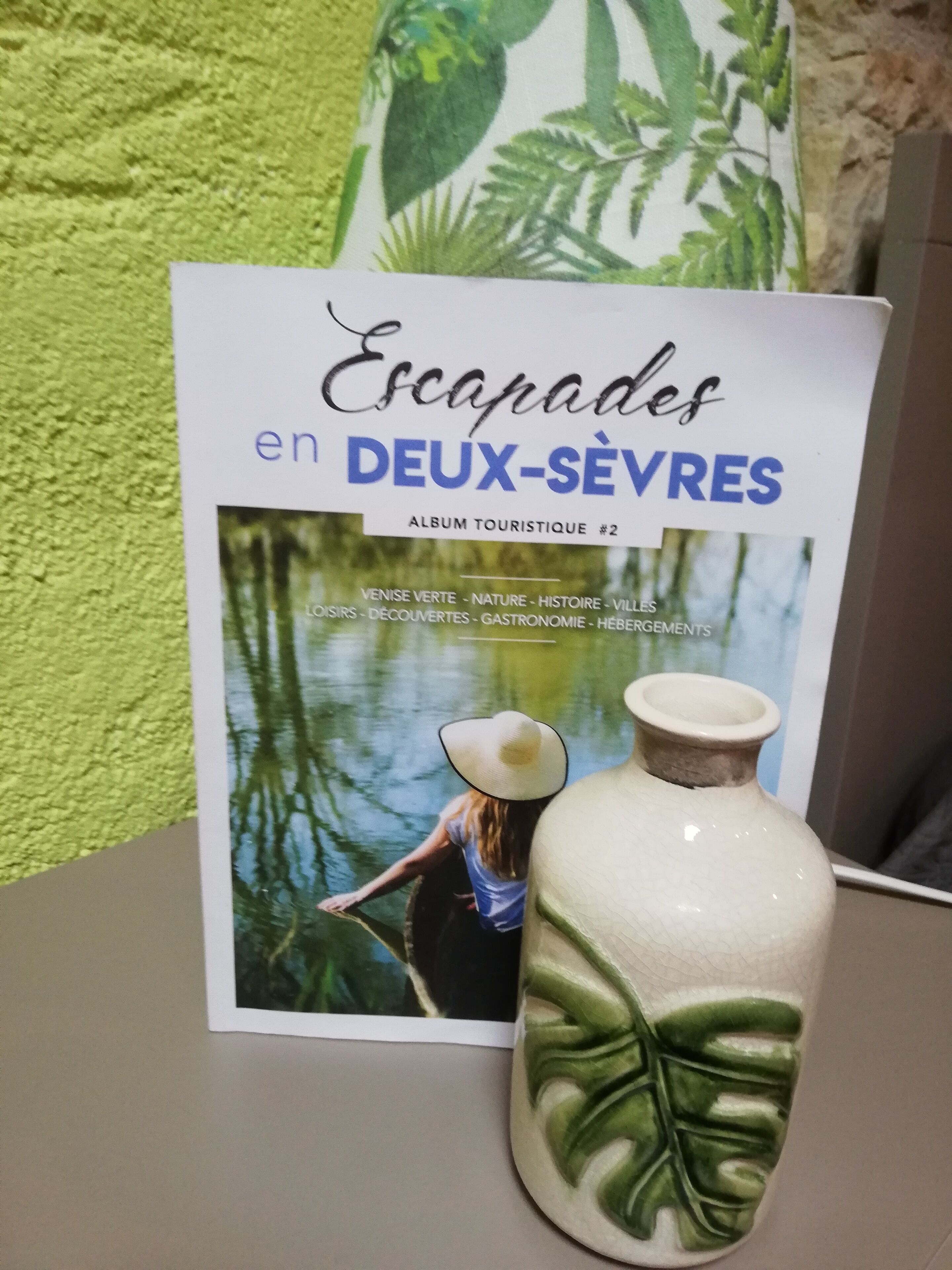 A book titled 'Escapades en DEUX-SEVRES' with a cover image of a woman in a boat.