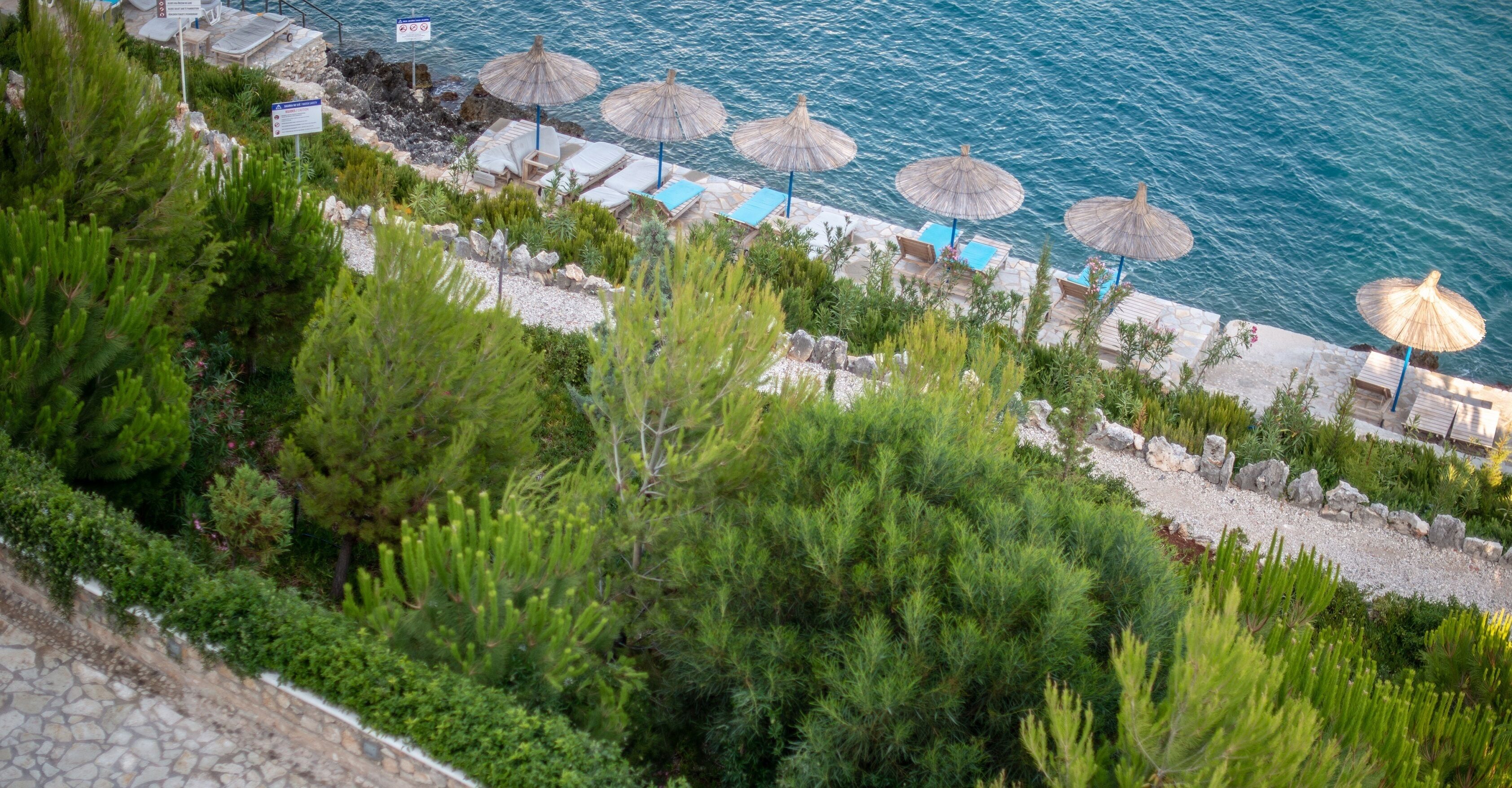 Sun loungers, beach umbrellas