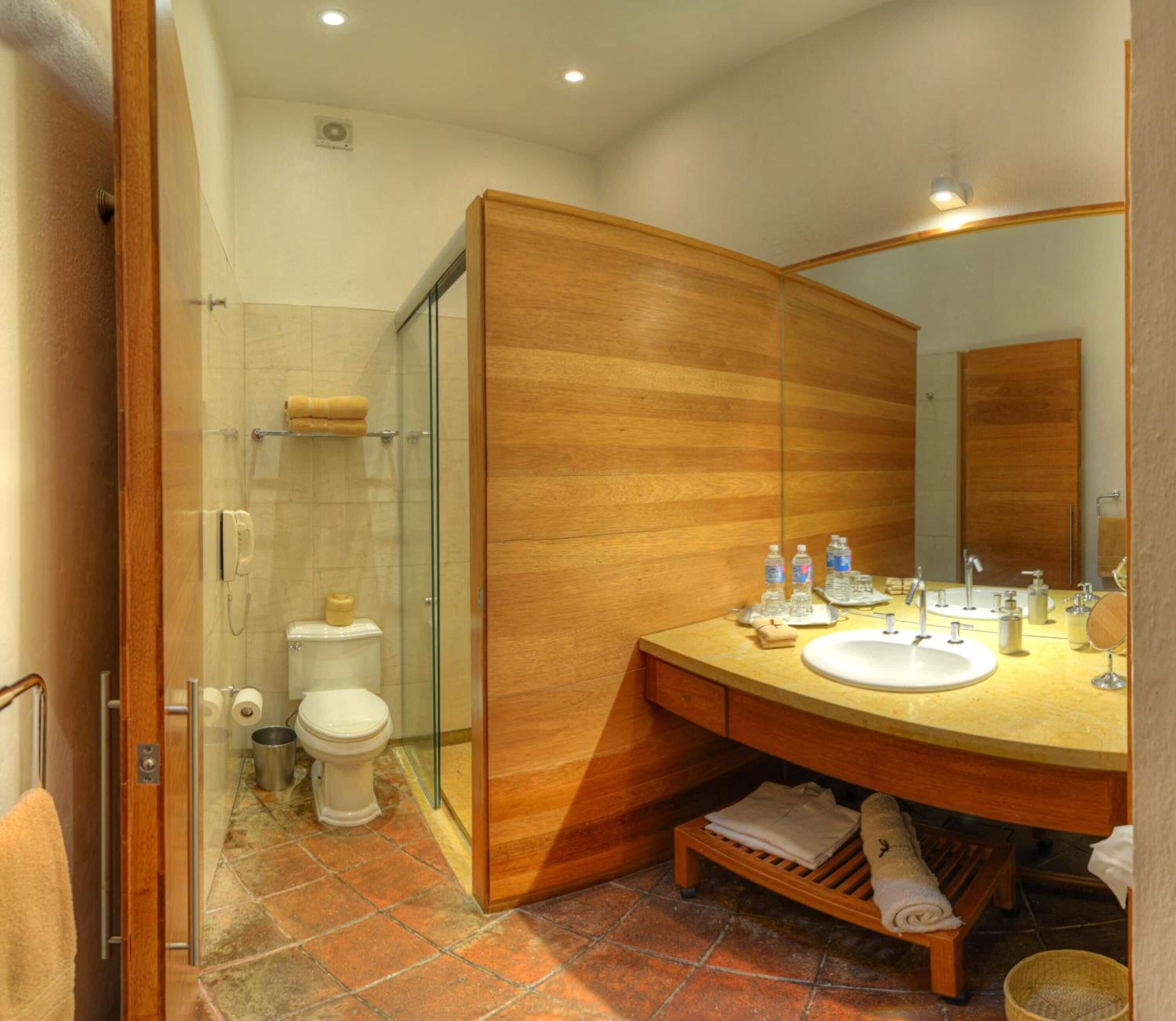 shower, free toiletries, hair dryer, bathrobes