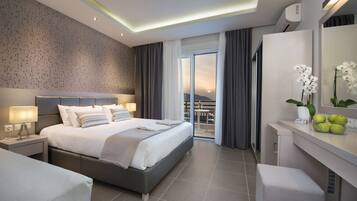 Superior Double Room, Sea View | In-room safe, desk, blackout curtains, iron/ironing board