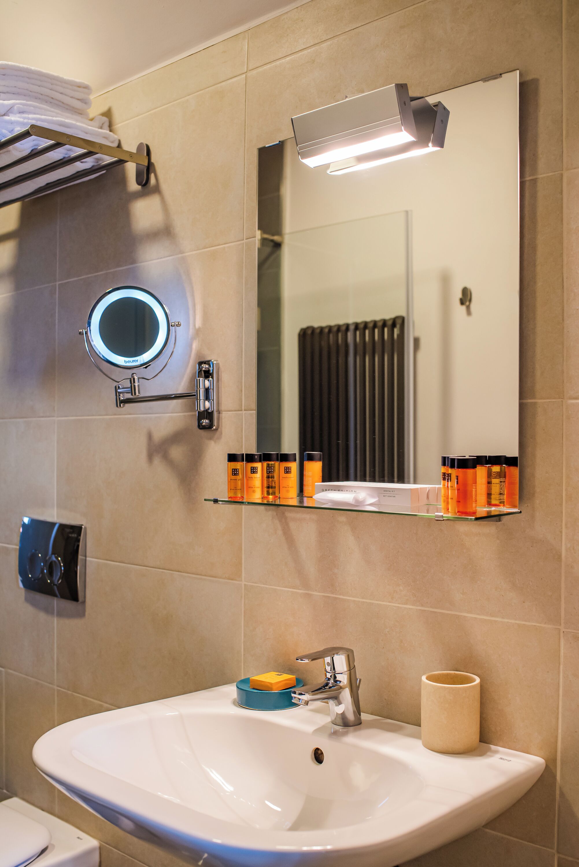 Shower, free toiletries, hair dryer, slippers