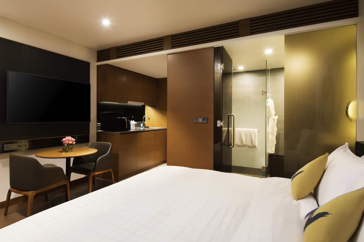 Studio, 1 lit double (Residence) | Literie de qualité supérieure, couette en duvet d'oie, minibar