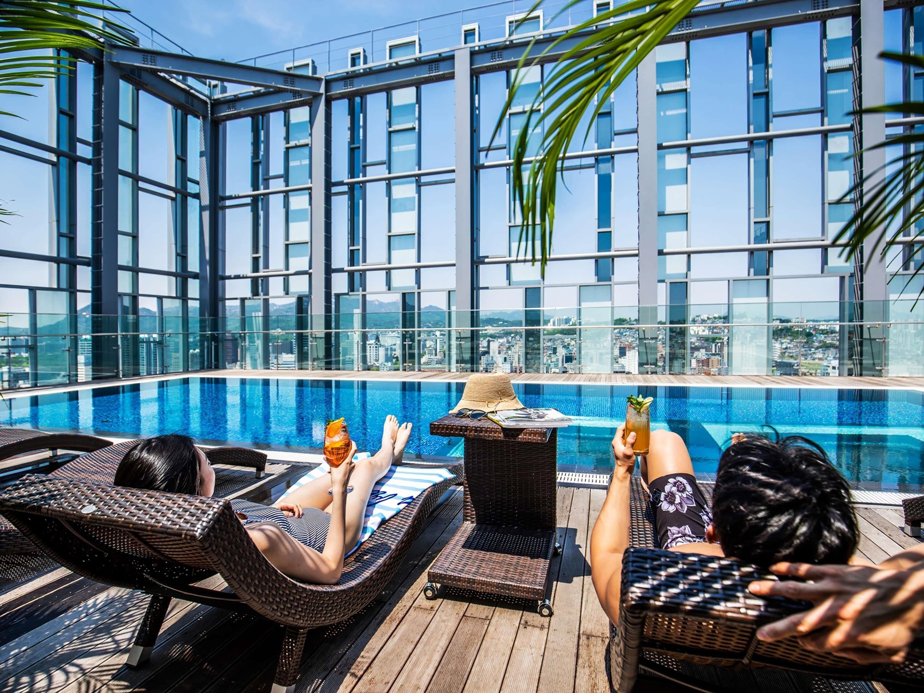 Indoor pool, seasonal outdoor pool, pool cabanas (surcharge)