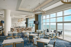 Beach views, serves lunch and dinner