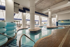 Indoor pool, open 9 AM to 10:00 PM, sun loungers - Homewood Suites by Hilton Myrtle Beach Oceanfront (Myrtle Beach)
