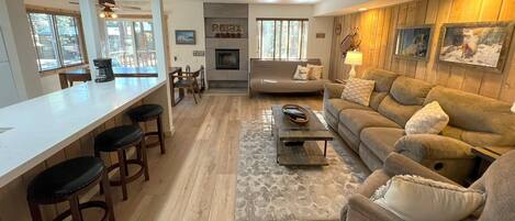 Condo, 1 Bedroom | Living area | TV, fireplace, table tennis