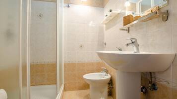 Shower, free toiletries, hair dryer, bathrobes