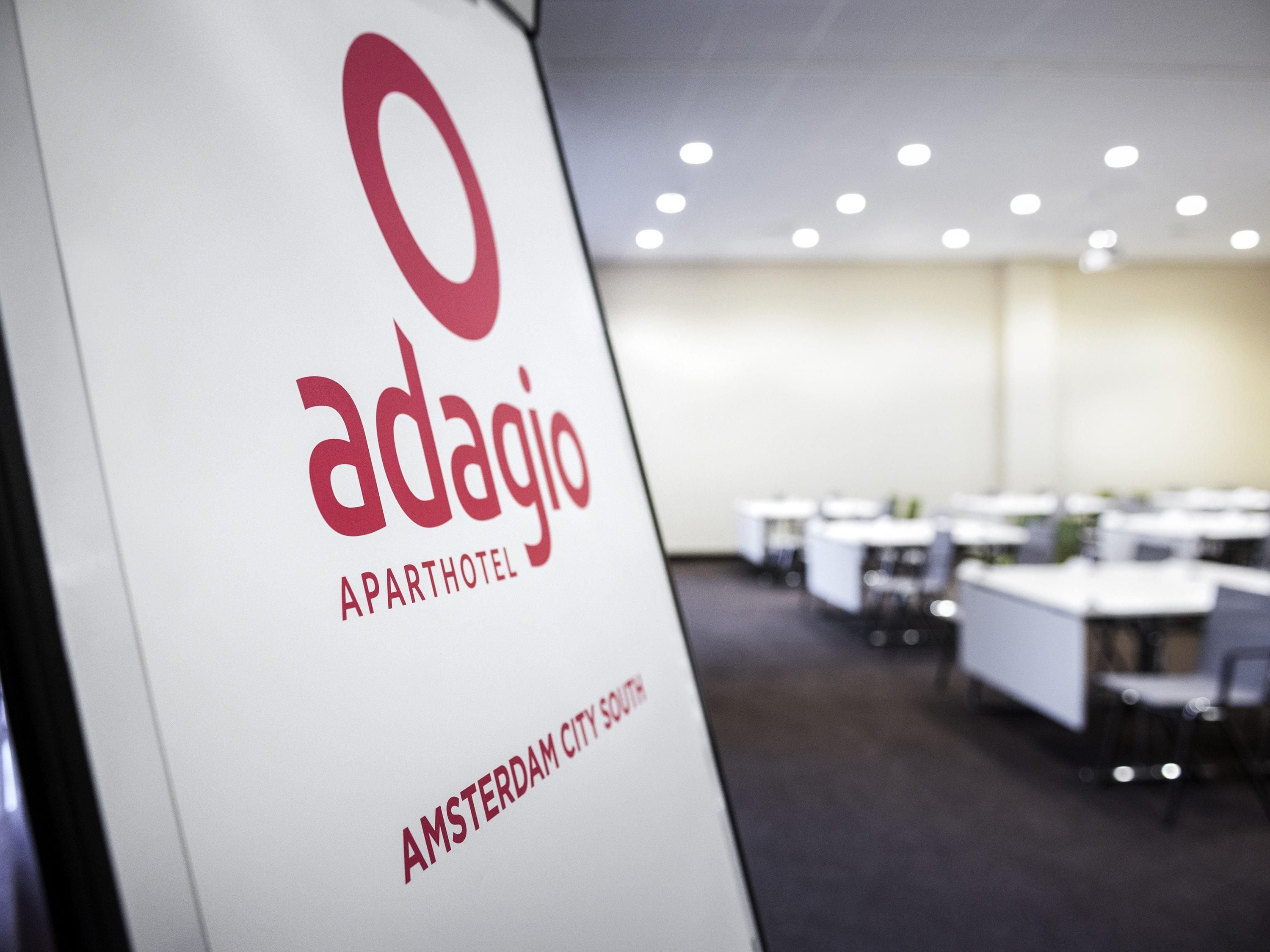 A sign for Adagio Apartment Hotel in Amsterdam City South.