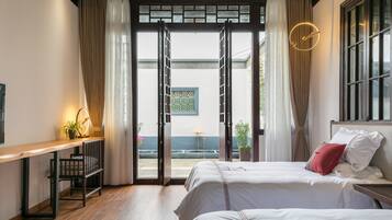 Desk, blackout curtains, iron/ironing board, free WiFi