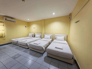 Desk, laptop workspace, free WiFi, bed sheets