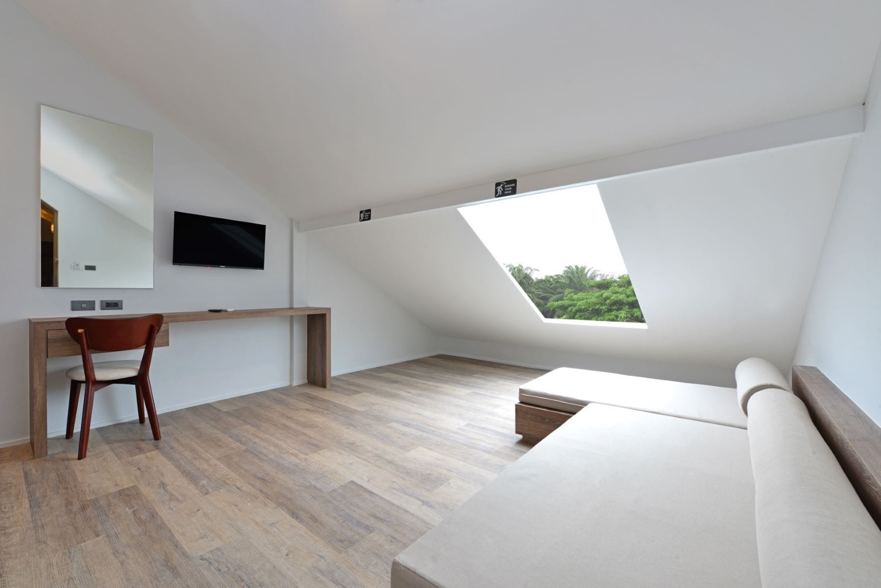 deluxe double bed room under roof top | 1 bedroom, minibar, desk, laptop workspace