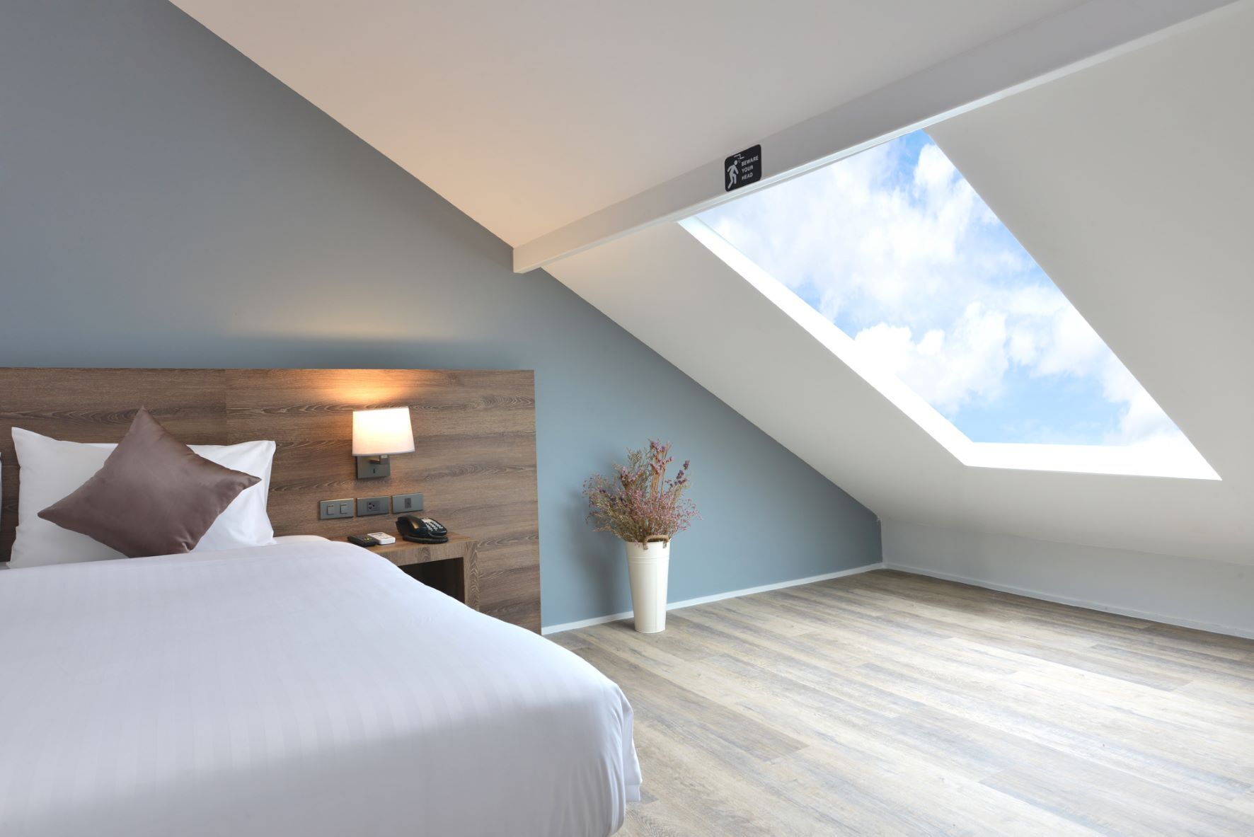 deluxe double bed room under roof top | 1 bedroom, minibar, desk, laptop workspace