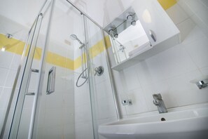 Shower, free toiletries, hair dryer, electronic bidet