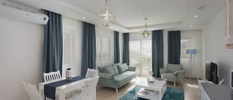 Apartment, 3 Bedrooms | Living area | 102-inch flat-screen TV with satellite channels, TV