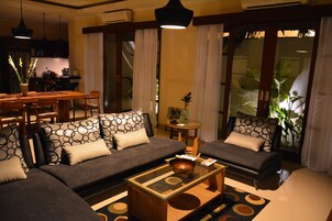 Villa, 2 Bedrooms, Private Pool | Living area | Flat-screen TV, DVD player
