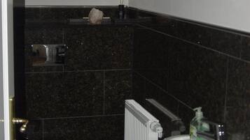 Shower, free toiletries, hair dryer, bathrobes