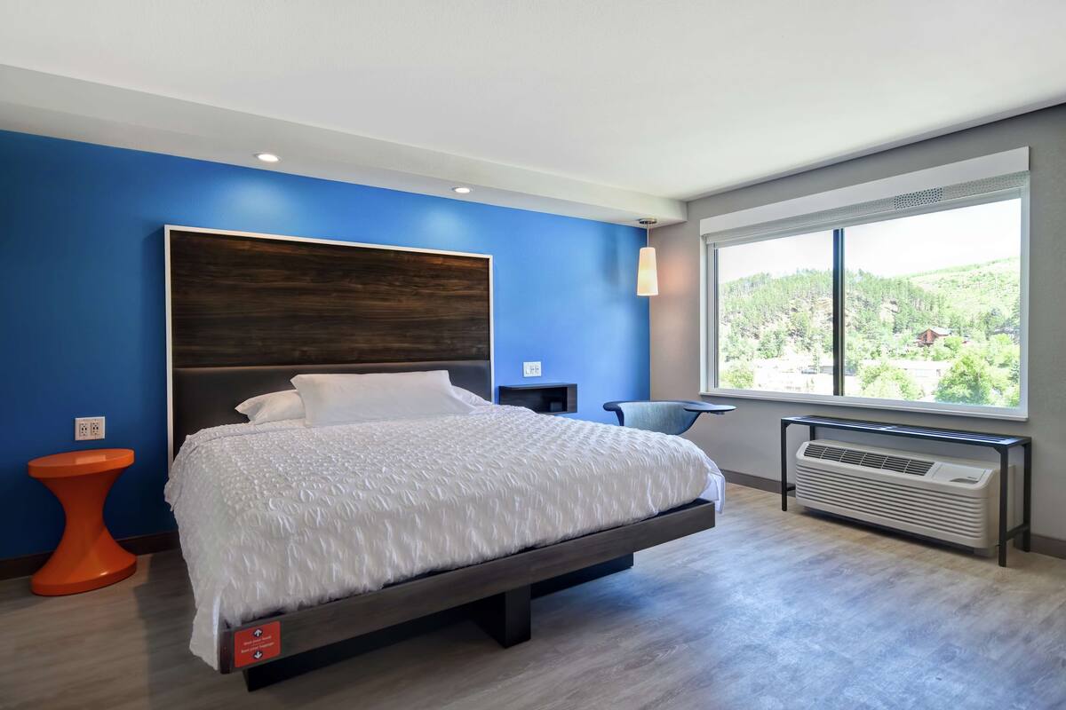 room, 1 king bed, accessible (hearing, roll-in shower) | blackout curtains, iron/ironing board, free wifi, bed sheets