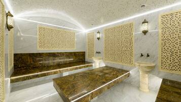 Turkish bath/hammam, body treatments, deep-tissue massages, body scrubs