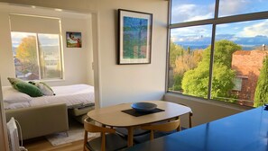 1 bedroom, desk, iron/ironing board, travel cot
