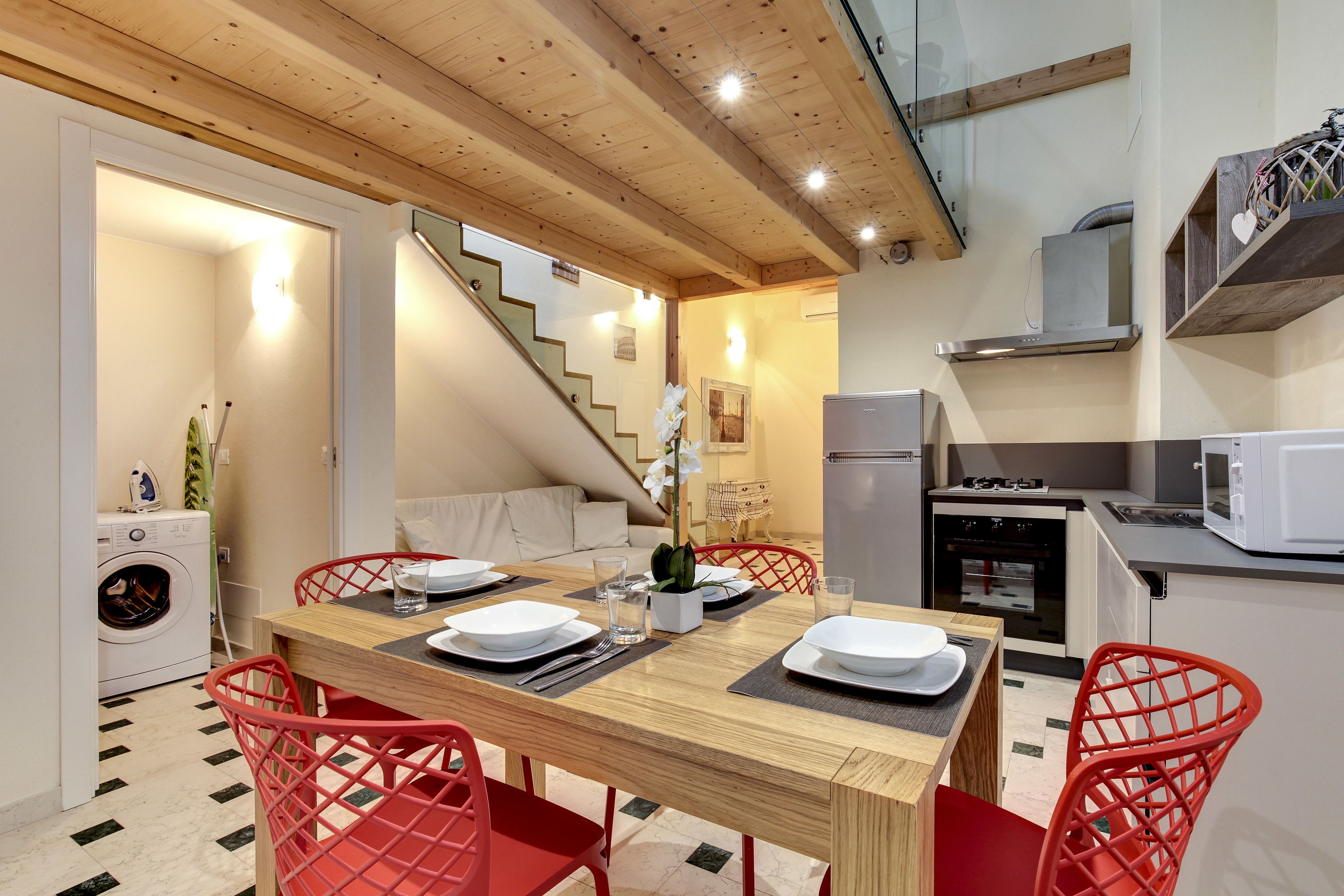 غرفة دوبلكس - غرفتا نوم | مطبخ صغير خاص | ثلاجة/مجمد بحجم كبير، ميكروويف، فرن، موقد طهي مسطح