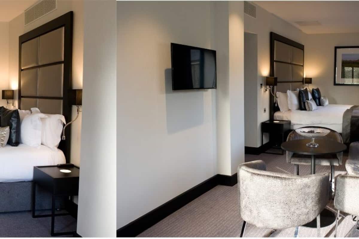 Ropa de cama hipoalergénica, caja fuerte, escritorio