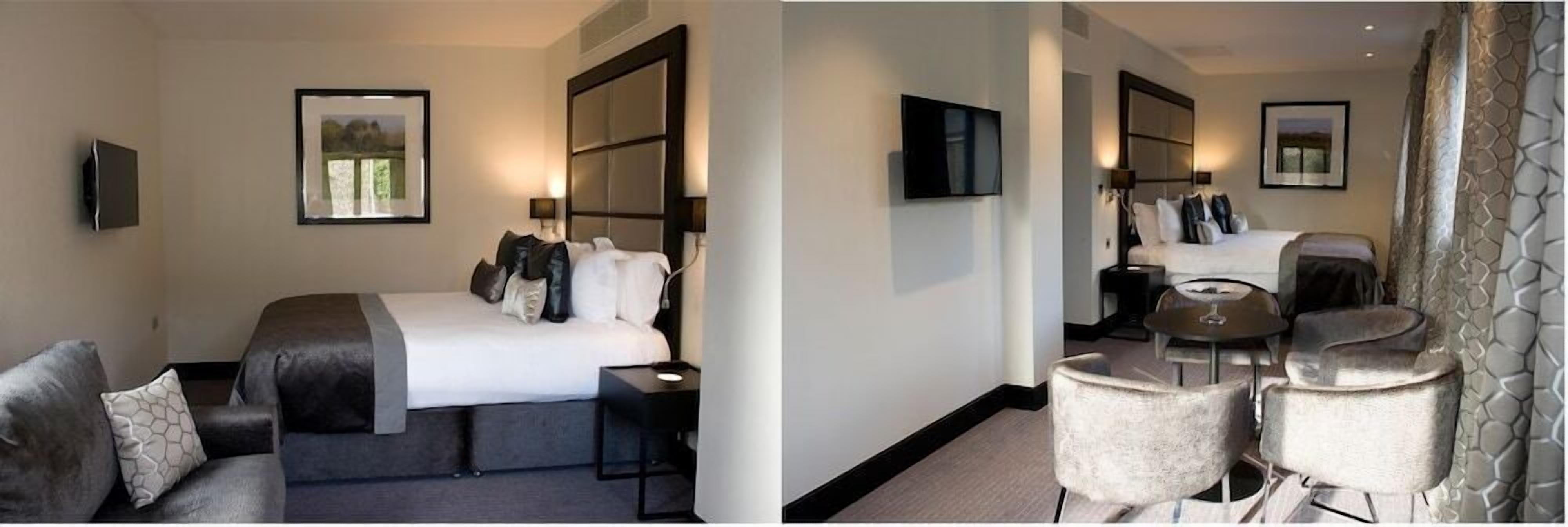 Hypo-allergenic bedding, in-room safe, desk, soundproofing