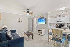 TV, DVD player, stereo