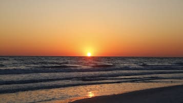 On the beach, beach umbrellas