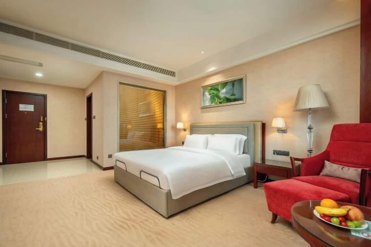 Minibar, odada kasa, masa, güneşlik/perde