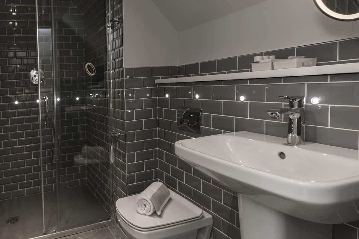 suite, garden view - the dovecote | bathroom | shower, designer toiletries, hair dryer, bathrobes