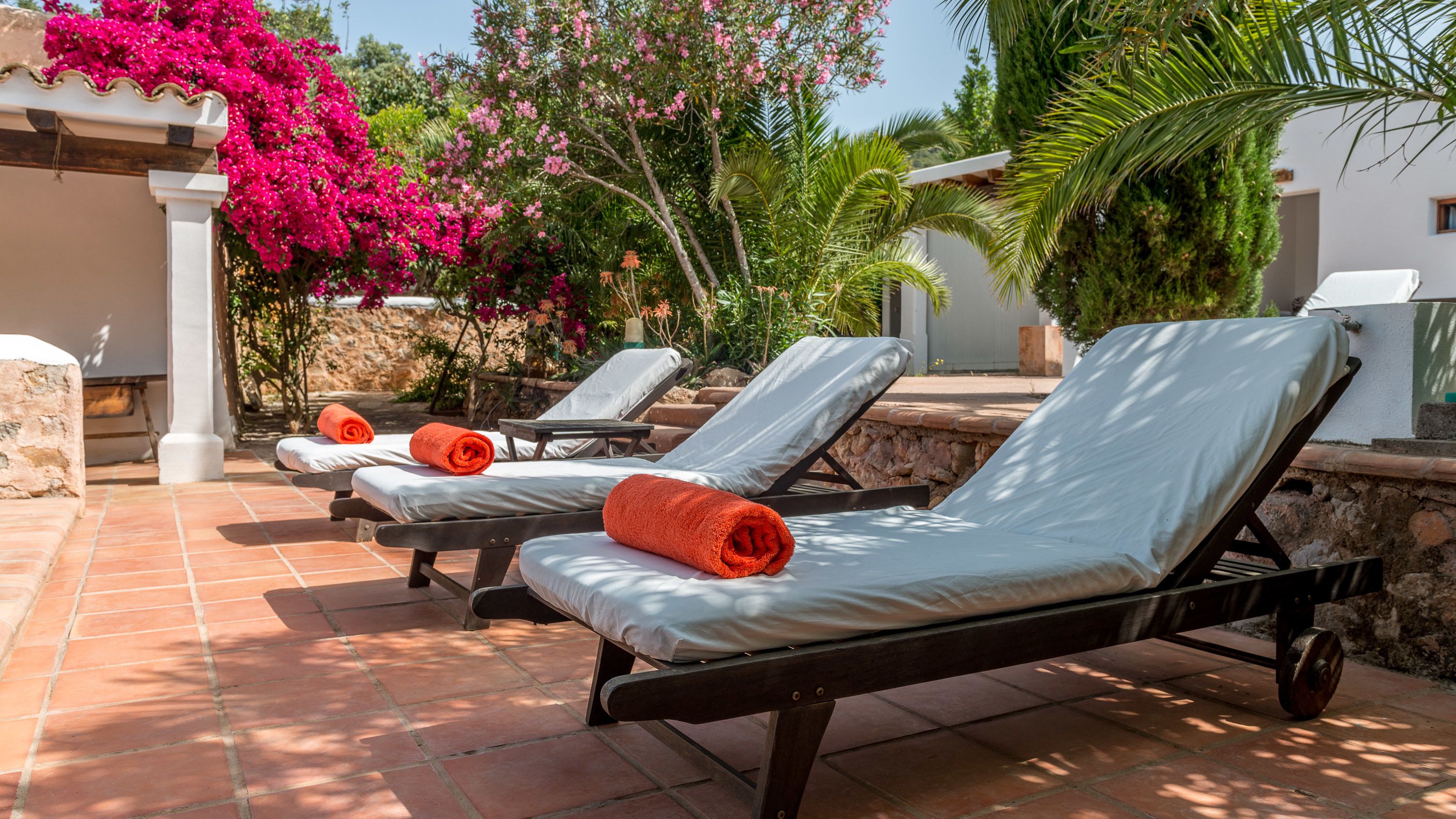 Outdoor pool, pool loungers