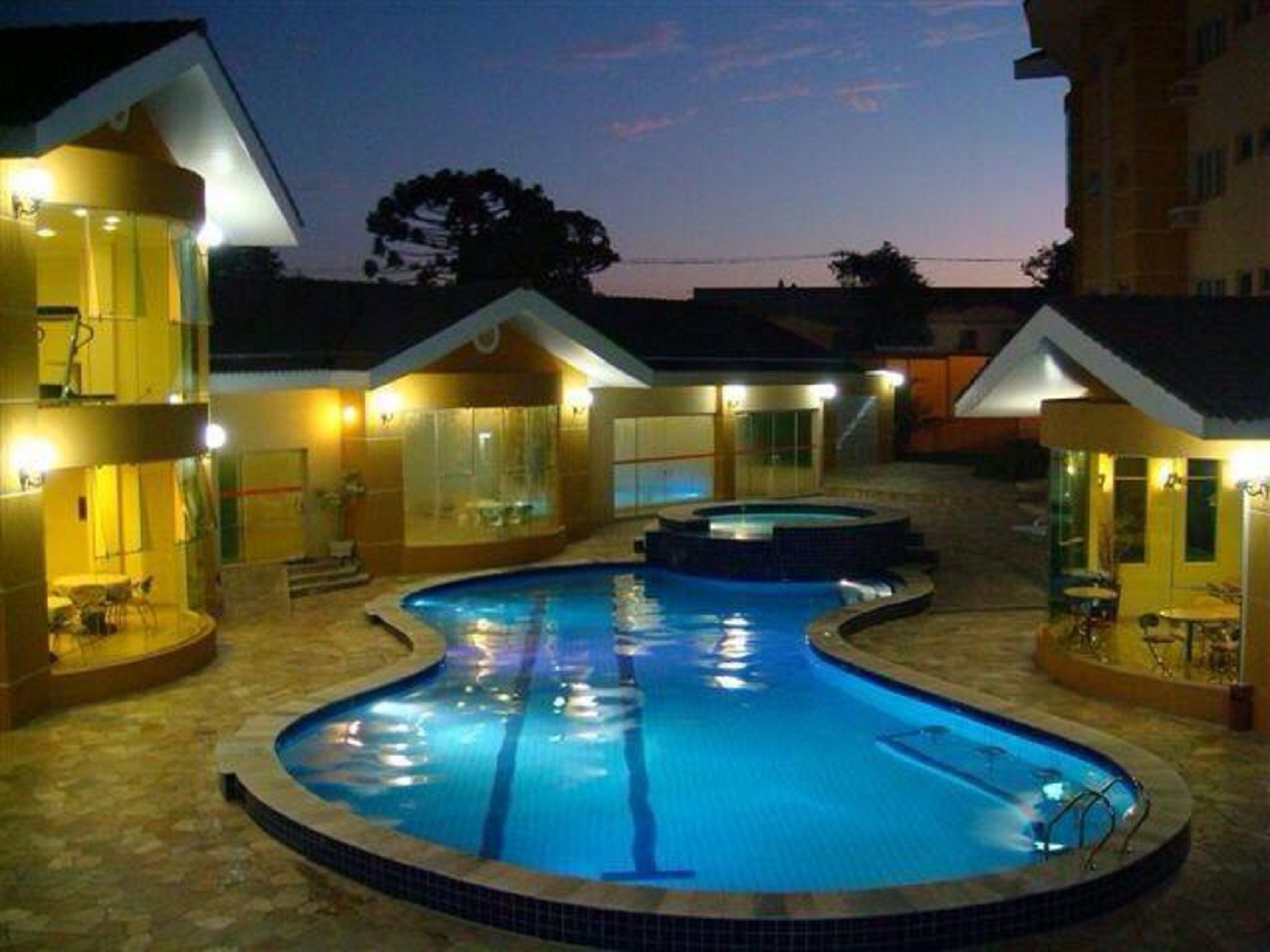 indoor pool, 2 outdoor pools, open 9 am to 9 pm, pool loungers
